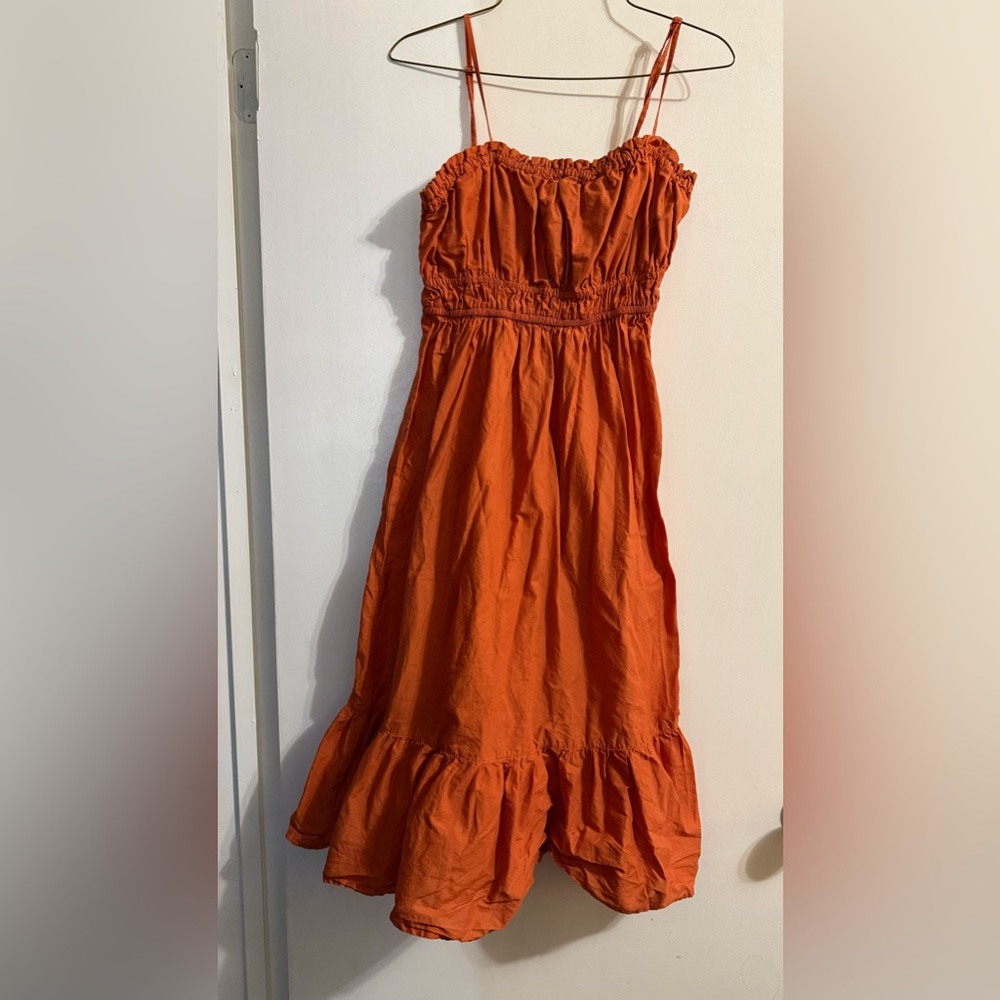 Women’s Orange Spaghetti Strap Summer Dress
